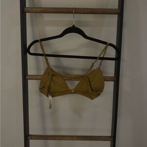 Tan and brown floral embroidered bralette #festivalvibes #mustard-yellow